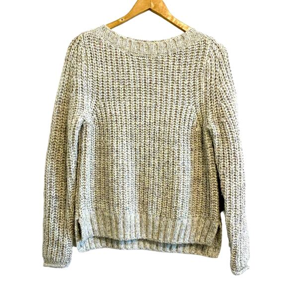 Caslon Cream Multi-Color Knit Wool Blend Wide Neck Pullover Sweater - Picture 1 of 8